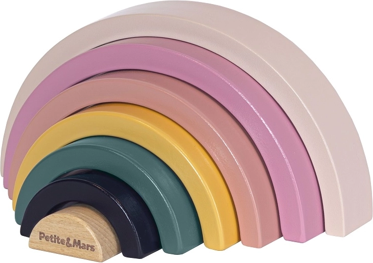 Wooden Stacking Rainbow PETITE&MARS Wood of Mars Aurora Pink 24m+