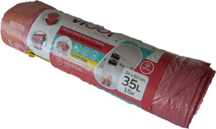 Drawstring trash bags 35 l with raspberry scent 4 Seasons (15 pcs)