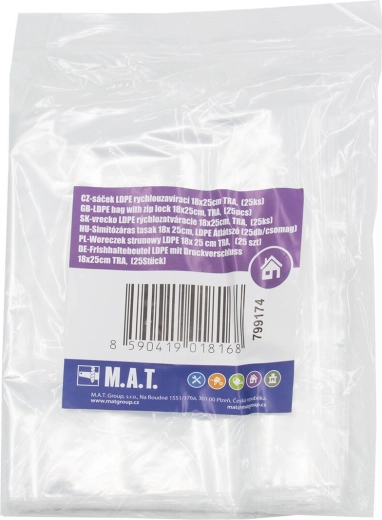 Бързозатварящи се пликове LDPE 18 × 25 см, прозрачни (25 бр.)