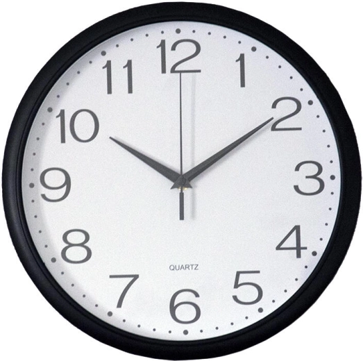 Wall Clock 30 cm – Black Frame, White Dial, Silent Sweep