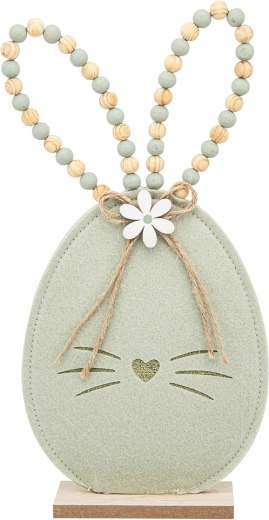 Felt decorative bunny figurine with green beads 32 cm