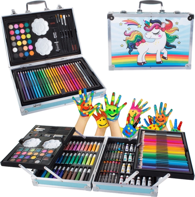 Творчески комплект в куфарче 145 части, син