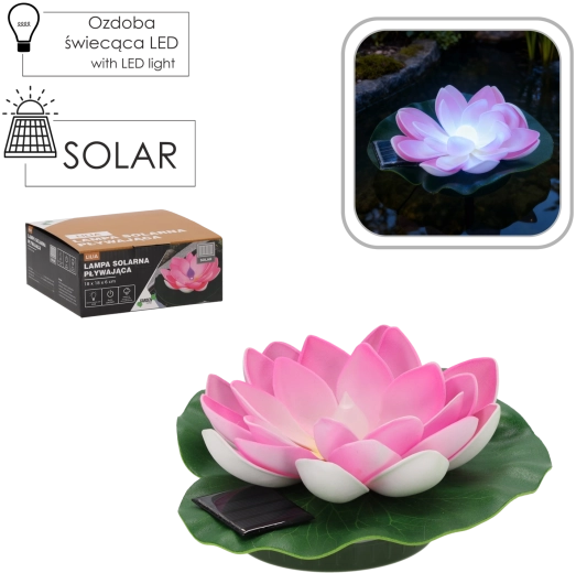 Соларна плаваща лилия RGB LED 18 × 18 × 6 cm