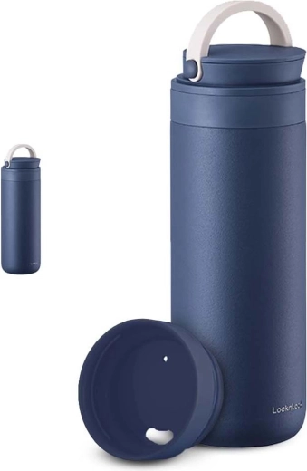Stainless steel thermos bottle with handle LocknLock Metro Two-Away 475 ml blue