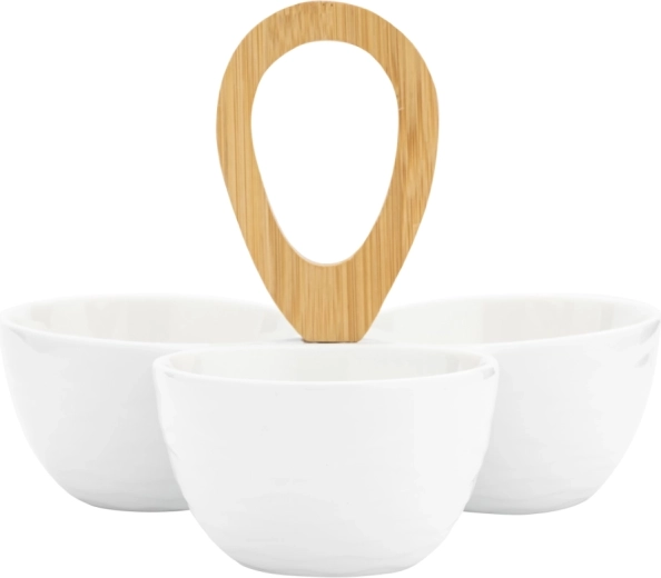 Set of 3 bowls with bamboo handle