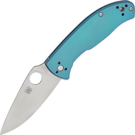 Spyderco Tenacious Blue pocket knife, titanium handle, satin blade 8.5 cm