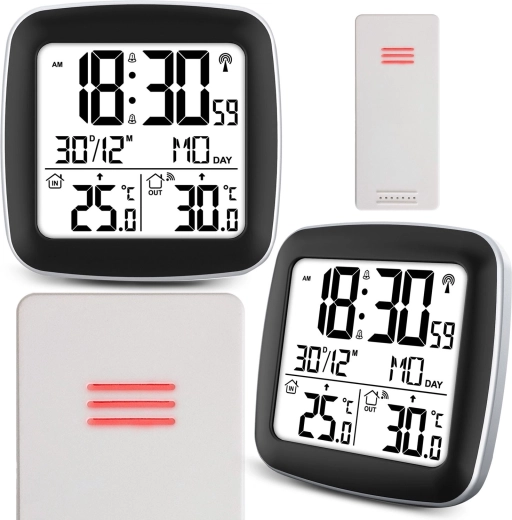 Wireless weather station with wireless sensor, silver