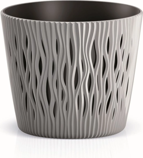 Sandy Round Flower Pot with Insert 22.5 cm Grey Stone