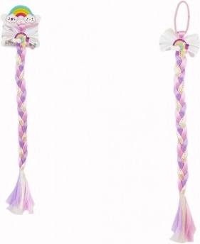 Ластик за коса с панделка и цветна плитка с пайети