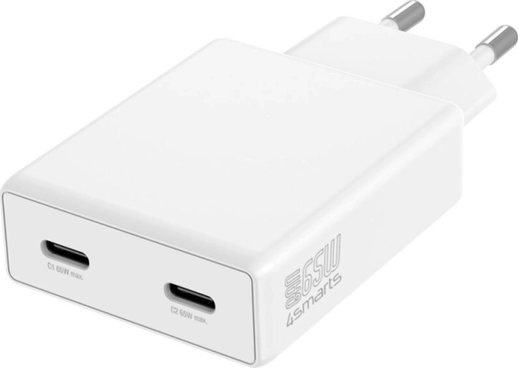 PDPlug 65W GaN Wall Charger with Dual USB‑C, White