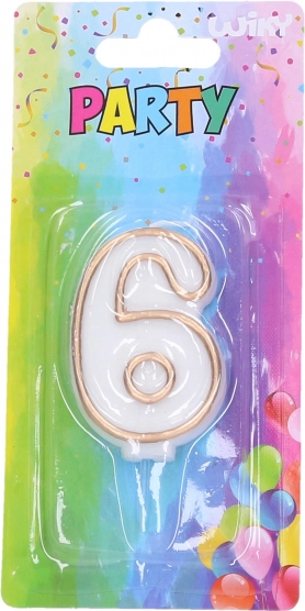 Парти свещичка число 6 златна