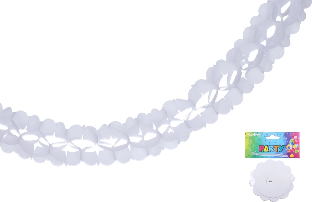 Бяла хартиена гирлянда 3,6 м