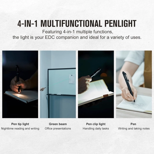 Olight O'Pen Glow 4-in-1 EDC pen with LED light and green laser