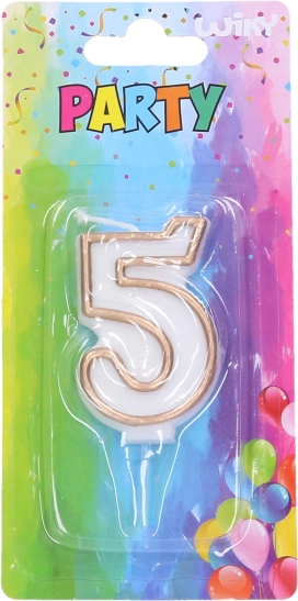 Парти свещ цифра 5 златна