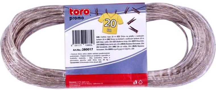 Въже за простиране с метално стоманено въже Toro 20 м