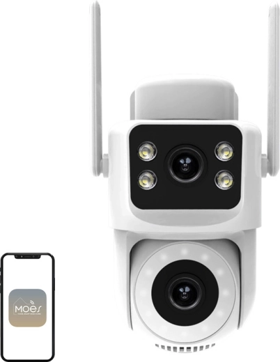 Външна Wi‑Fi IP камера Moes с двоен обектив 8 MP