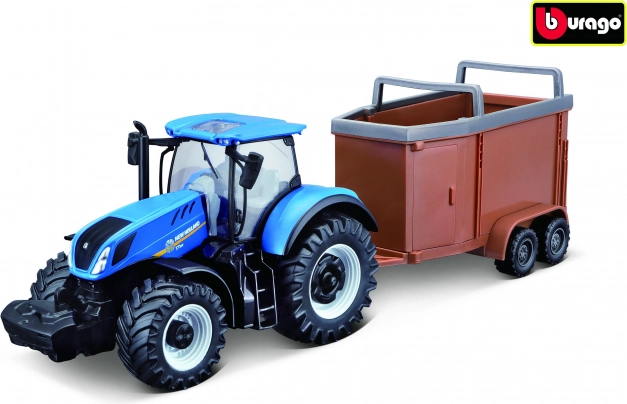 Bburago Farmland трактор New Holland T7.315 HD с ремарке за животни 10 см