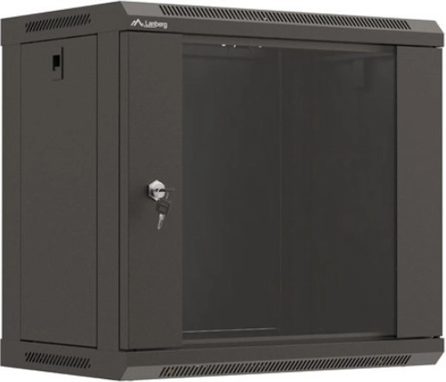 Lanberg стенен rack шкаф 19" 540 × 350 mm, черен, остъклена врата (flat pack)