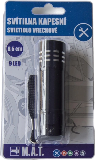 Джобно алуминиево LED фенерче 9 LED, черно, 8,5 см