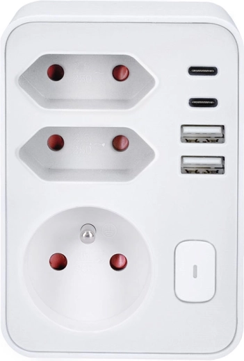 Solight power strip with USB fast charging 20 W PD, white