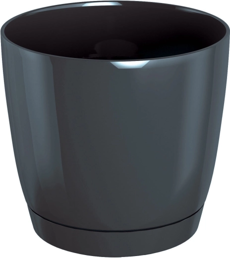 Саксия с подложка COUBI Round P, диаметър 10 см, графит