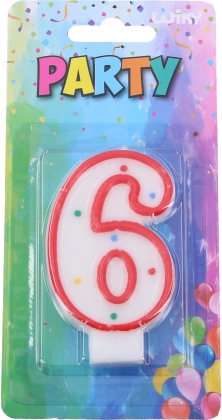 Парти свещ за торта - цифра 6