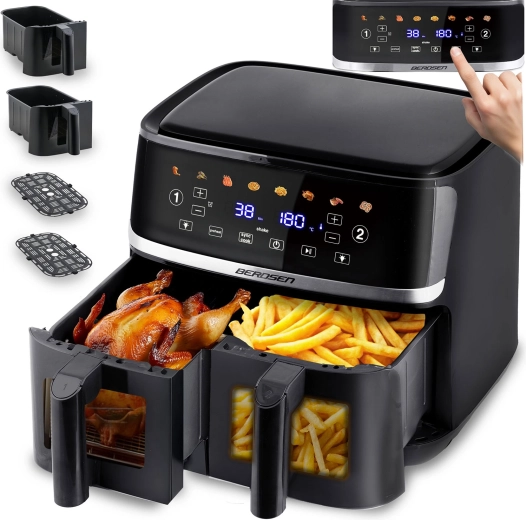 Фритюрник с горещ въздух с двоен контейнер 10,2 l 1700 W BERDSEN