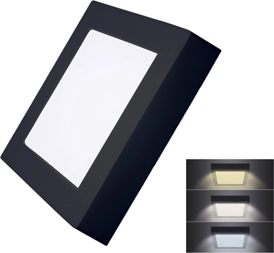 Solight LED mini panel CCT surface-mounted square 12 W black