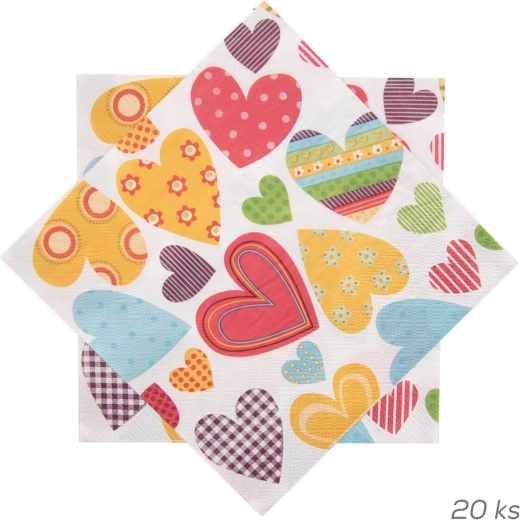 Хартиени салфетки Сърце 33 × 33 см, 20 бр.