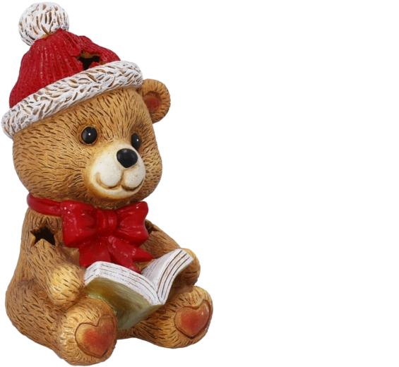 Christmas LED Teddy Bear Figurine with Bow