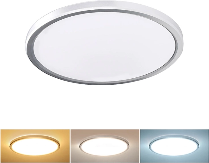 Solight Acate LED ceiling light IP54 24 W 2160 lm 3CCT 30 cm silver