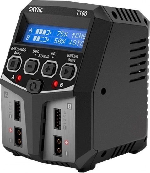 Двуканално зарядно SKYRC T100 2×50 W с XT60