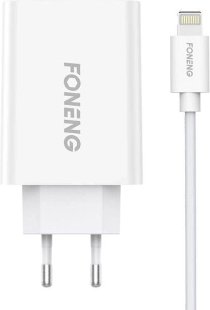 Бързо зарядно Foneng с един USB порт 10,5 W + кабел USB–Lightning