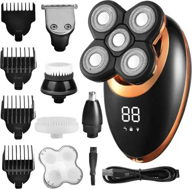 Електрическа бръснеща и подстригваща 5-в-1 комплектация с LCD дисплей