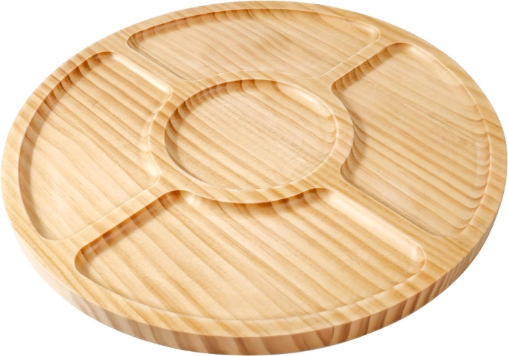 Renew Force Rotating Bamboo Serving Board with 5 Compartments