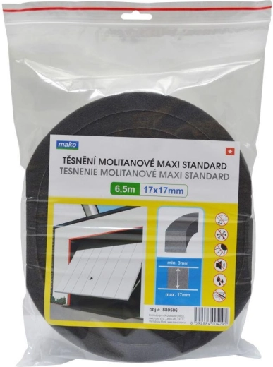 Уплътнение за прозорци и врати от дунапрен MAXI 17 × 17 mm, антрацит, 6,5 m – MAKO