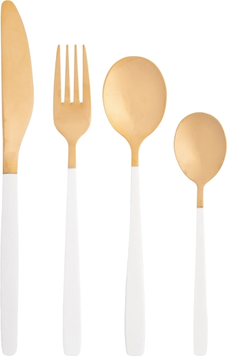Noble gold white cutlery set, 24 pcs, in a gift velvet box