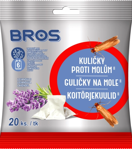 Bros топчета против молци с аромат на лавандула 20 бр.