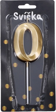 Парти свещ цифра 0 златна