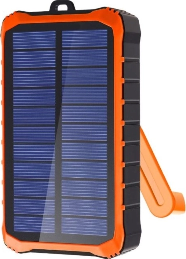 Соларна външна батерия с ръчка (динамо) 12000 mAh – сива
