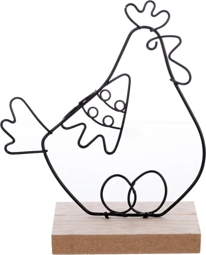 Decorative wooden and metal hen, 13.5 cm