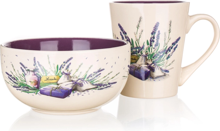 Керамичен комплект за закуска Lavender – чаша 360 мл и купа 540 мл