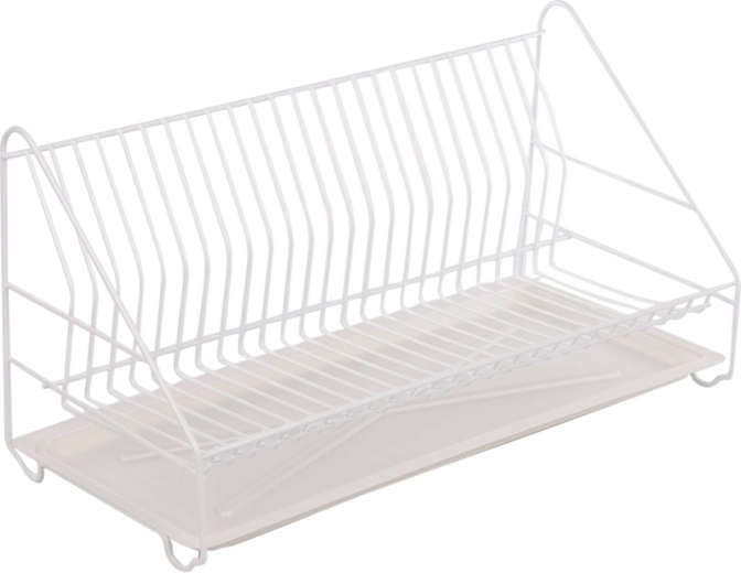 Metpol single-tier dish drainer 50 cm, white, with drip tray