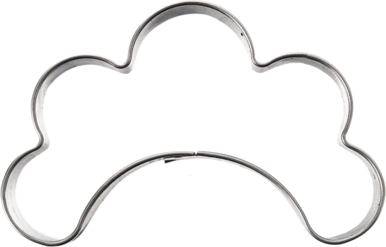 Stainless steel crescent cookie cutter with scalloped edge