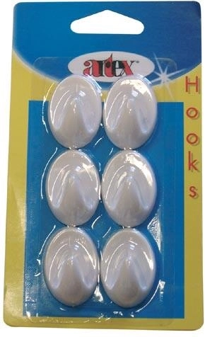 Self-adhesive small oval hooks, white (6 pcs)