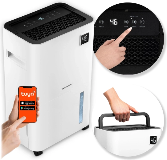 Компресорен обезвлажнител за въздух BERDSEN 20 l с Wi‑Fi, бял