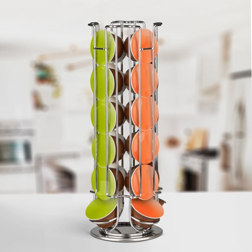 Въртящ се метален държач за 24 капсули Dolce Gusto, хромиран