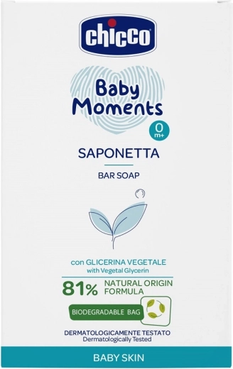 Chicco Baby Moments твърд сапун за ръце с растителен глицерин 100 г