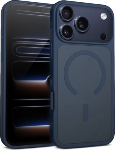 Hybrid matte magnetic MagSafe case for iPhone 17 Pro – dark blue