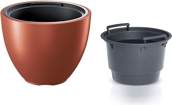 Planter with insert 29.8 cm, copper color
